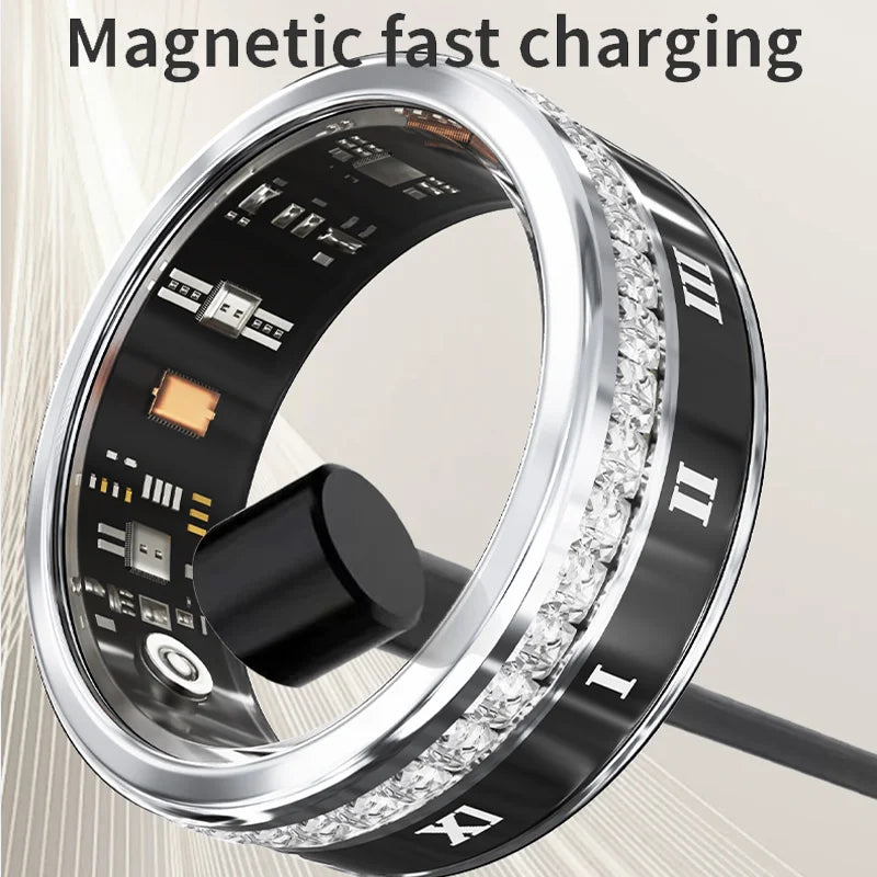 Diamond Inlaid Smart Ring – Health & Fitness Tracker for iPhone/Android
