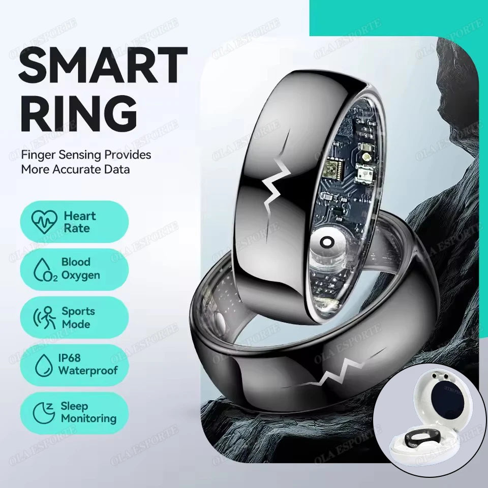 ECG health monitoring smart ring with heart rate and SpO2 tracking
