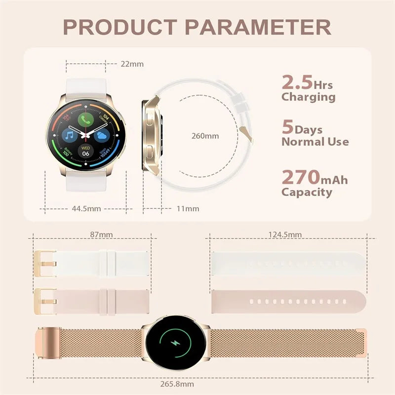 Smart Watch for Women – Call &amp; Fitness Tracker, Waterproof, 1.32" HD