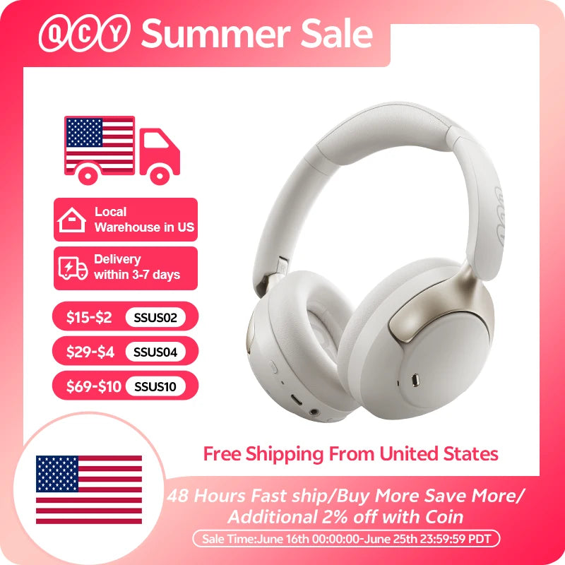 QCY H3 Pro ANC Wireless Headphones – 50dB Noise Canceling, Hi-Res Audio