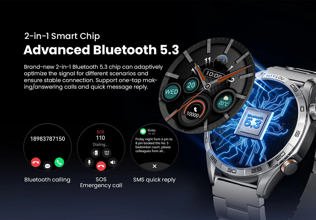 HAYLOU Solar 5 Voice Calling Smartwatch – 1.58" AMOLED, 24H Health Monitor
