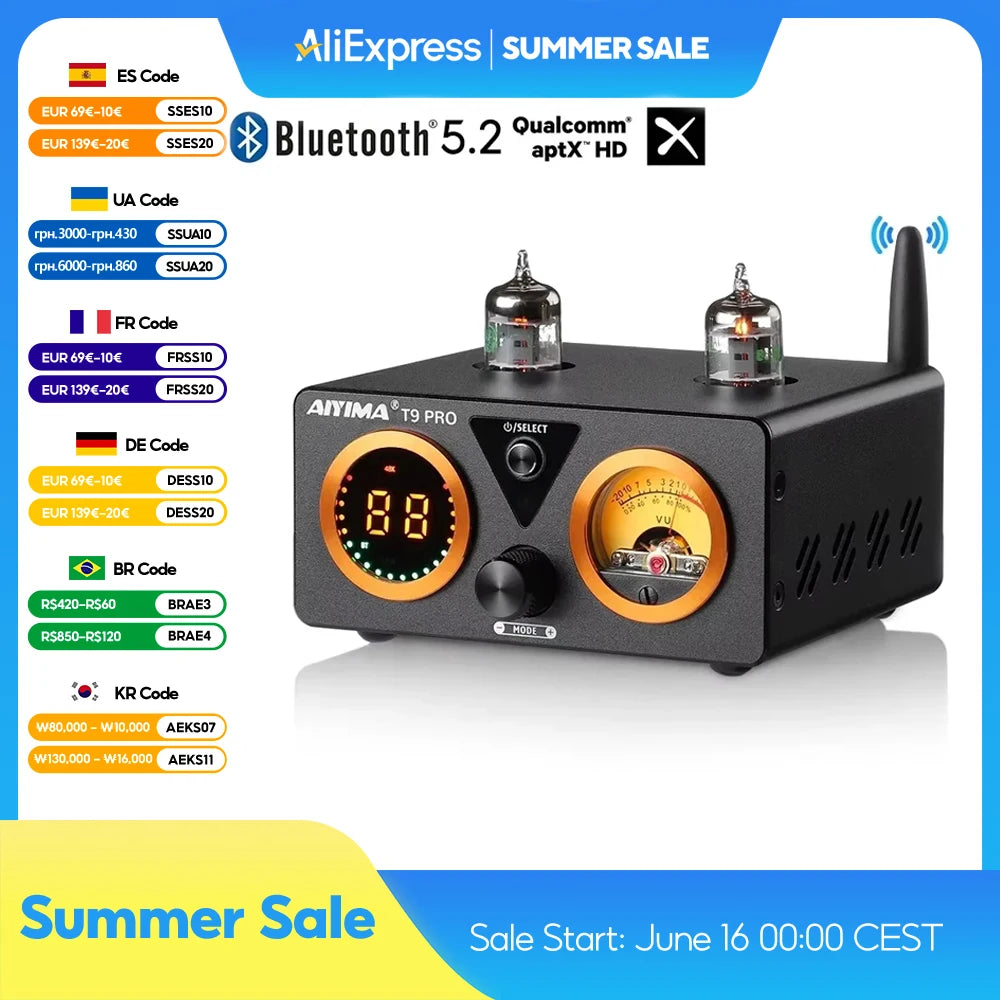 AIYIMA T9 Pro Stereo Vacuum Tube Amplifier