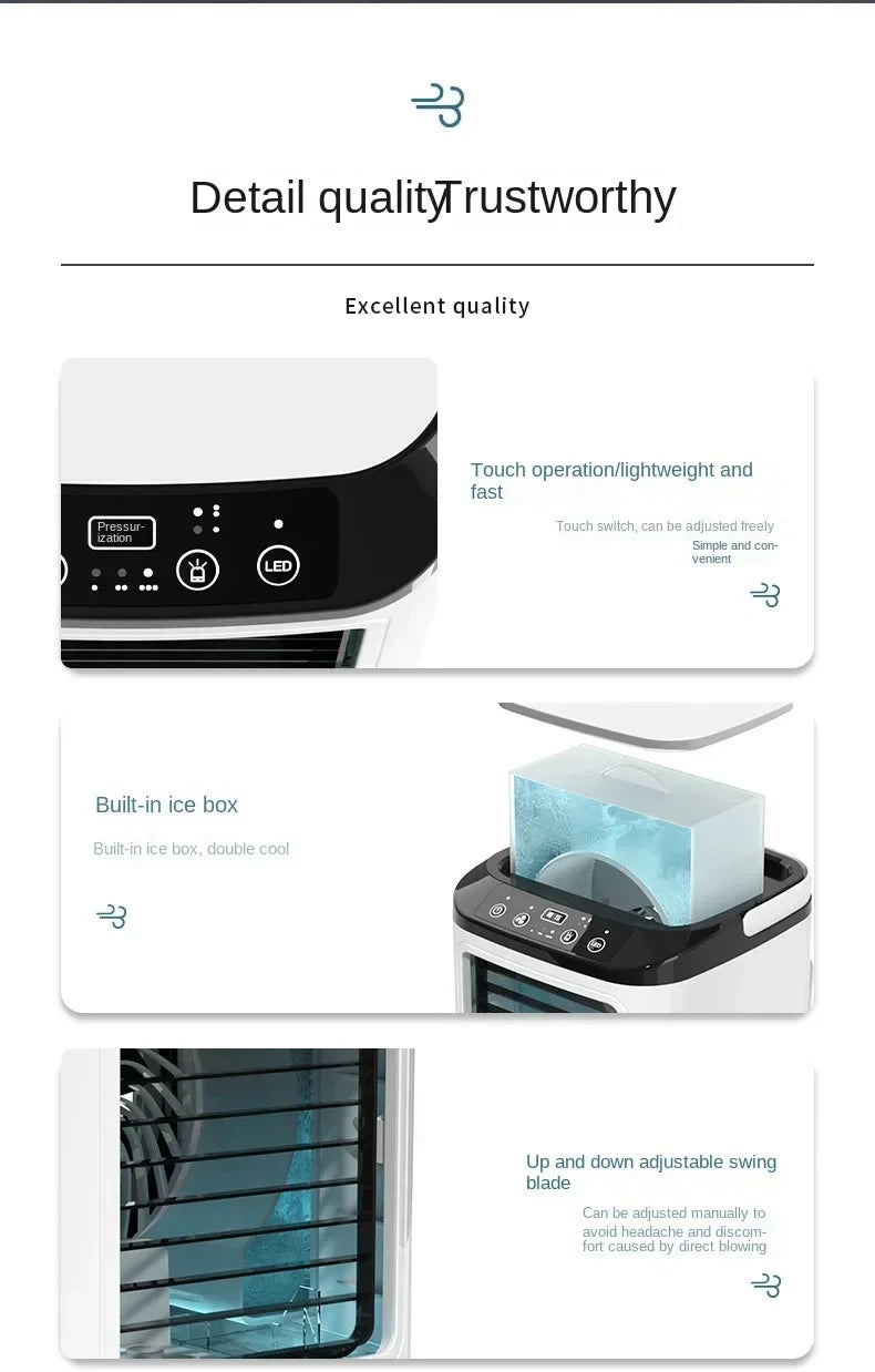 Portable Desktop Air Cooler Fan with Dual Spray & Night Light – 3-Speed Quiet Mist Fan for Home