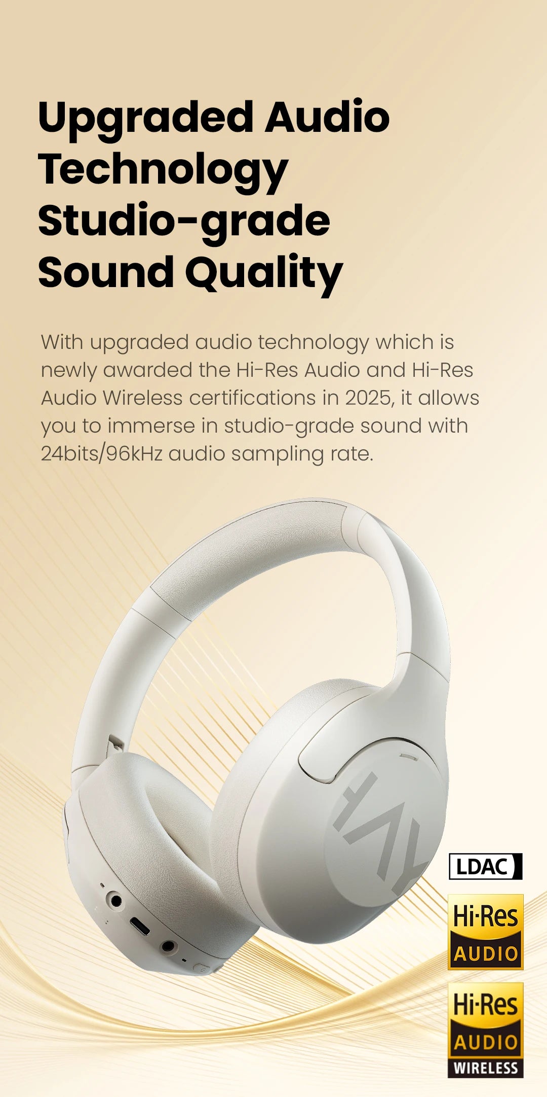 HAYLOU S30 Wireless Bluetooth 5.4 Headphones with ANC & 80H Playtime