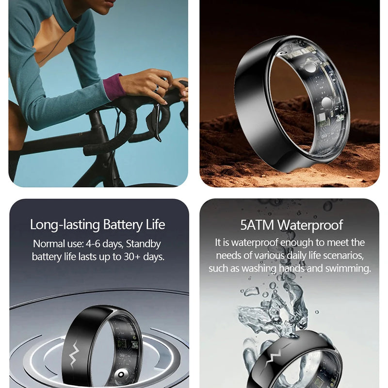 ECG Health Smart Ring – Heart, Blood Oxygen, Sleep Monitor, 5ATM Waterproof