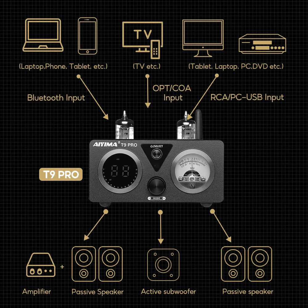 AIYIMA T9 Pro Stereo Vacuum Tube Amplifier