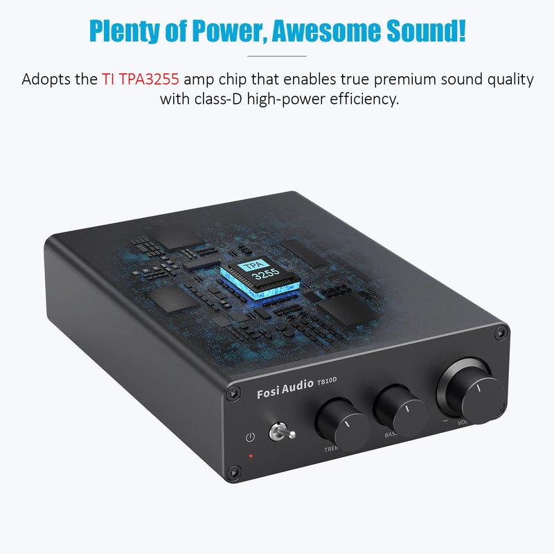 Fosi Audio 300Wx2 HiFi Class D Stereo Amplifier – TPA3255, Treble & Bass