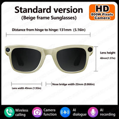 KUMI Meta V1 Smart Glasses Polarized Sunglasses Bluetooth glasses IPX4 Waterproof Open Ear Headphones AI Voice Assistant