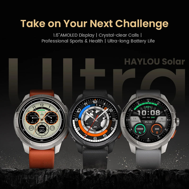 HAYLOU Solar Ultra GPS Smartwatch – 1.6” AMOLED, Bluetooth Calls, 5ATM