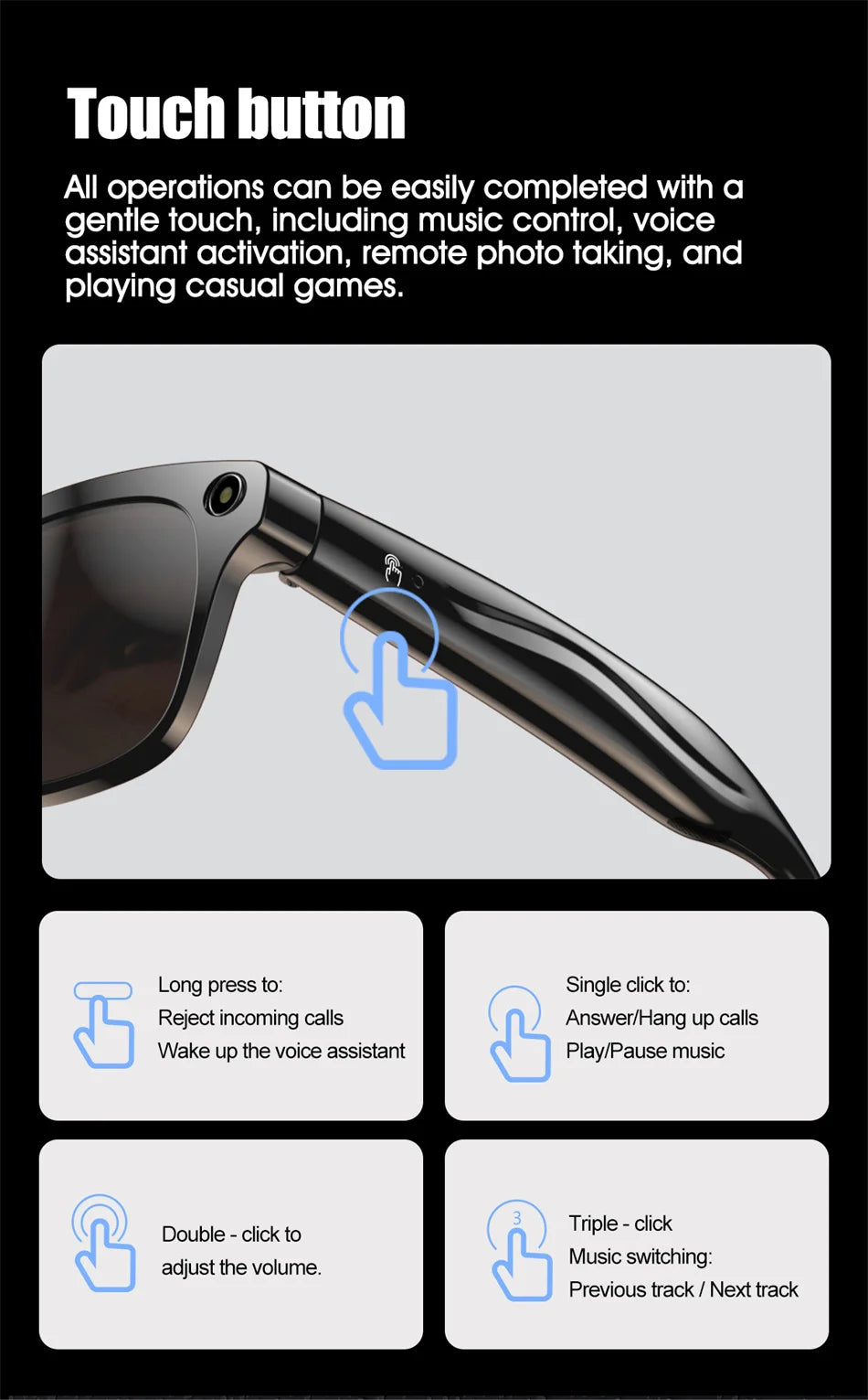 4K AI Smart Glasses with Voice Assistant & 100MP Camera