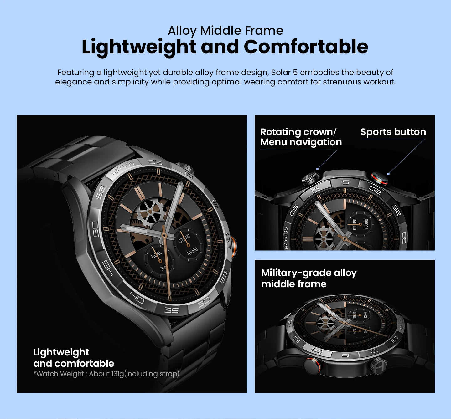 HAYLOU Solar 5 Voice Calling Smartwatch – 1.58" AMOLED, 24H Health Monitor
