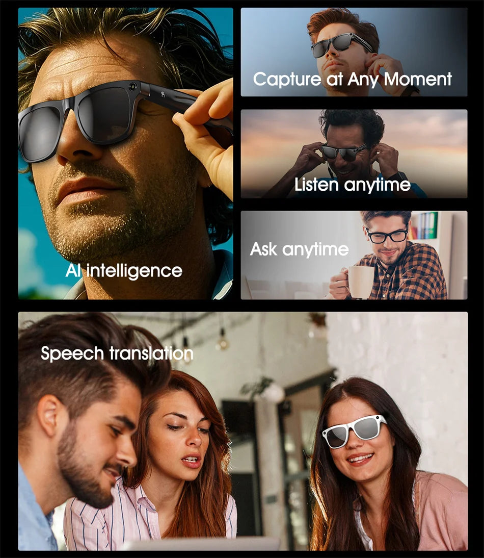 4K AI Smart Glasses with Voice Assistant & 100MP Camera