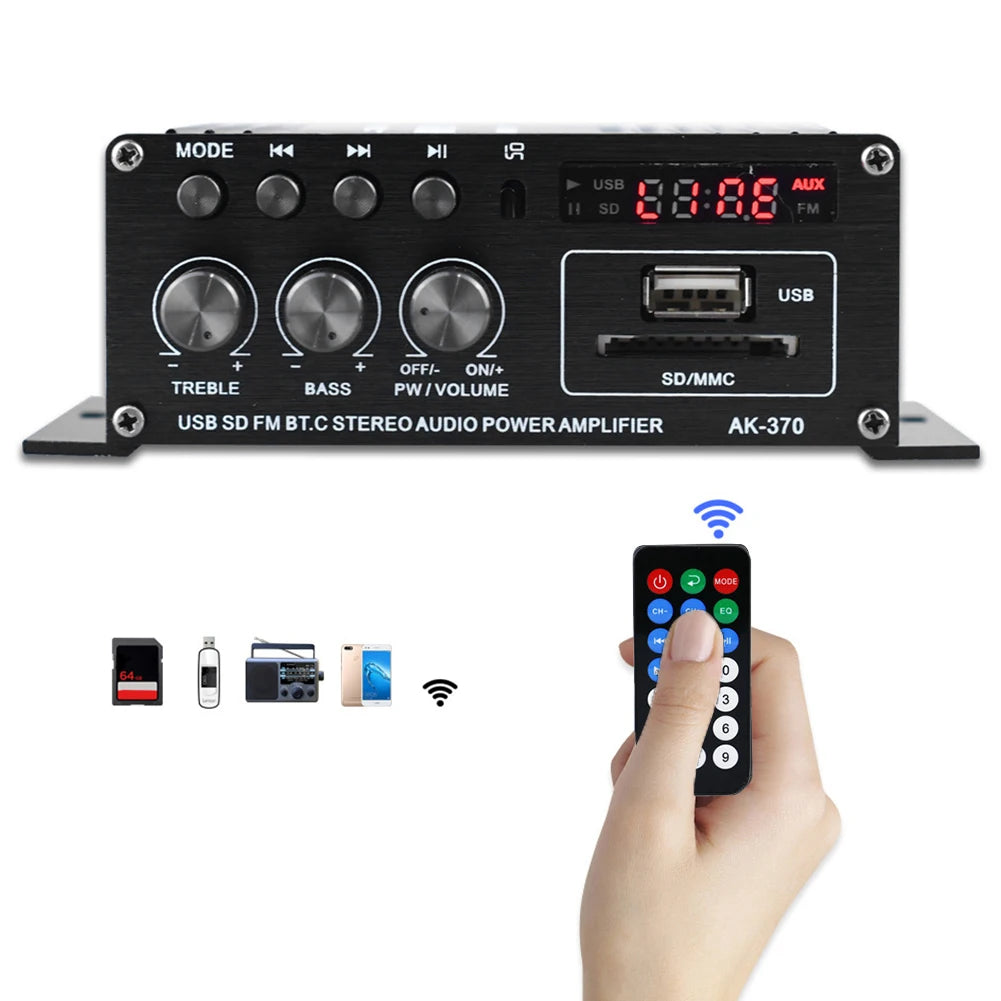 AK-370 2.0 Channel Audio Power Amplifier – 20W+20W, USB OTG Input