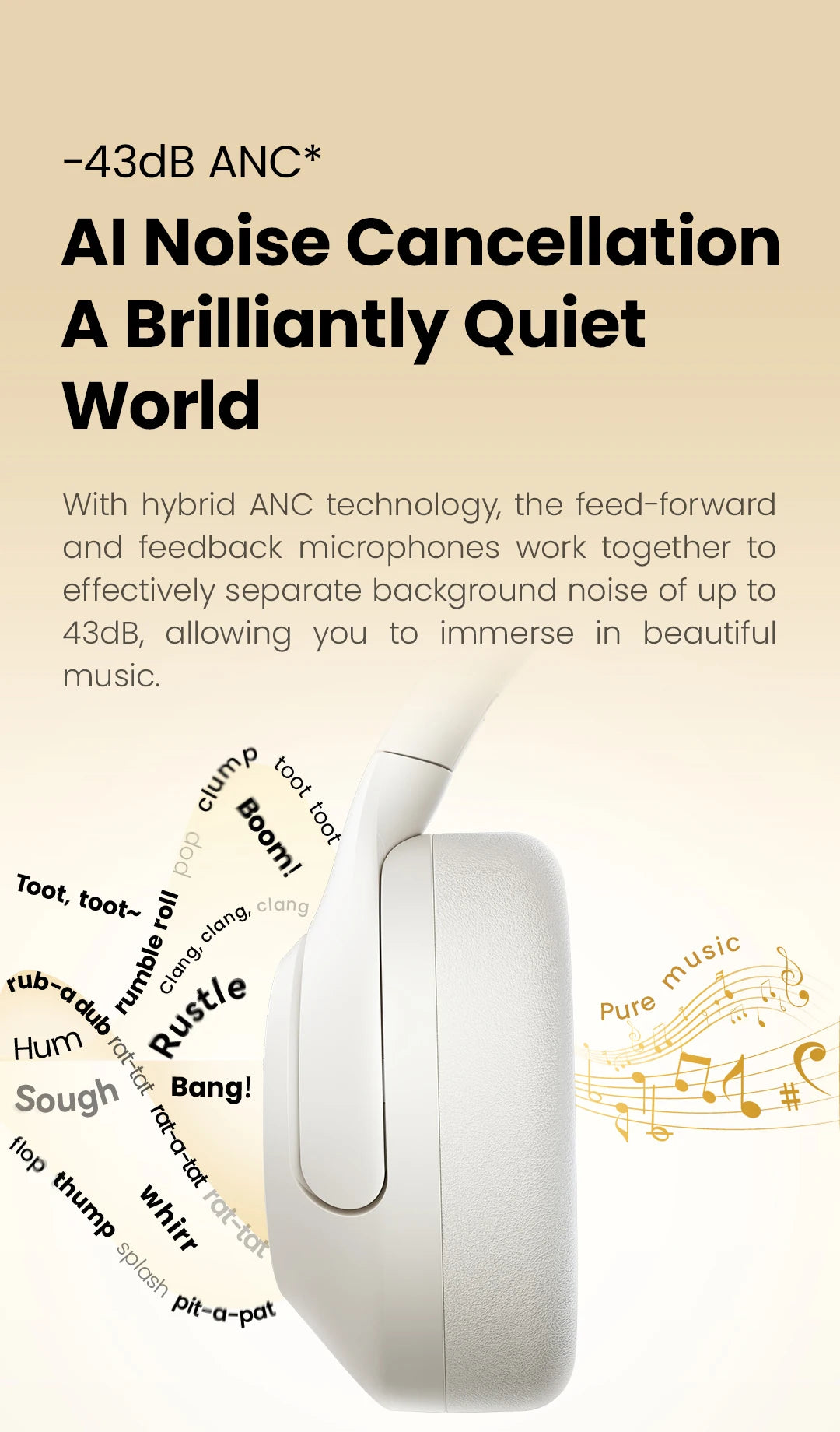 HAYLOU S30 Wireless Bluetooth 5.4 Headphones with ANC & 80H Playtime