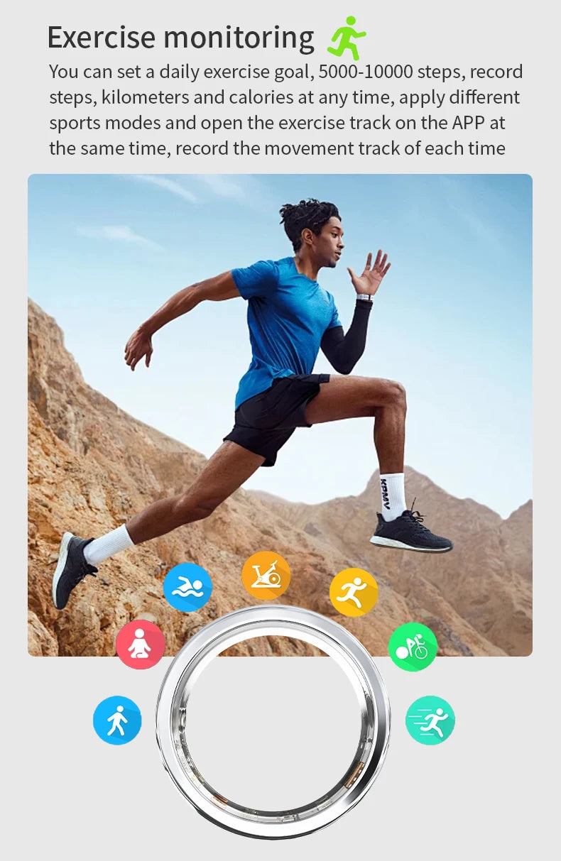 Diamond Inlaid Smart Ring – Health & Fitness Tracker for iPhone/Android