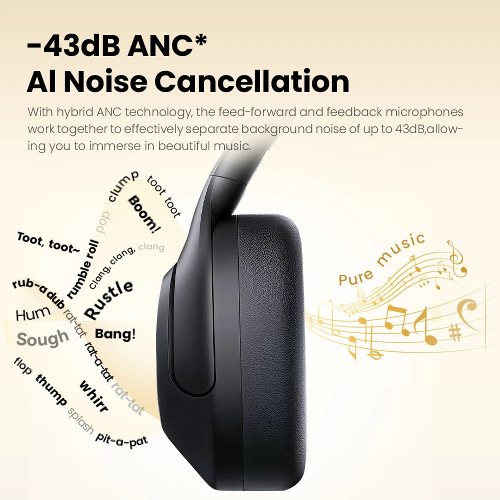 HAYLOU S30 Wireless Bluetooth 5.4 Headphones with ANC & 80H Playtime