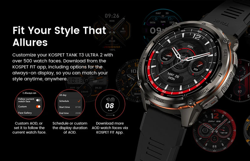 KOSPET TANK T3 Ultra GPS Smartwatch – Compass, Altimeter, Waterproof