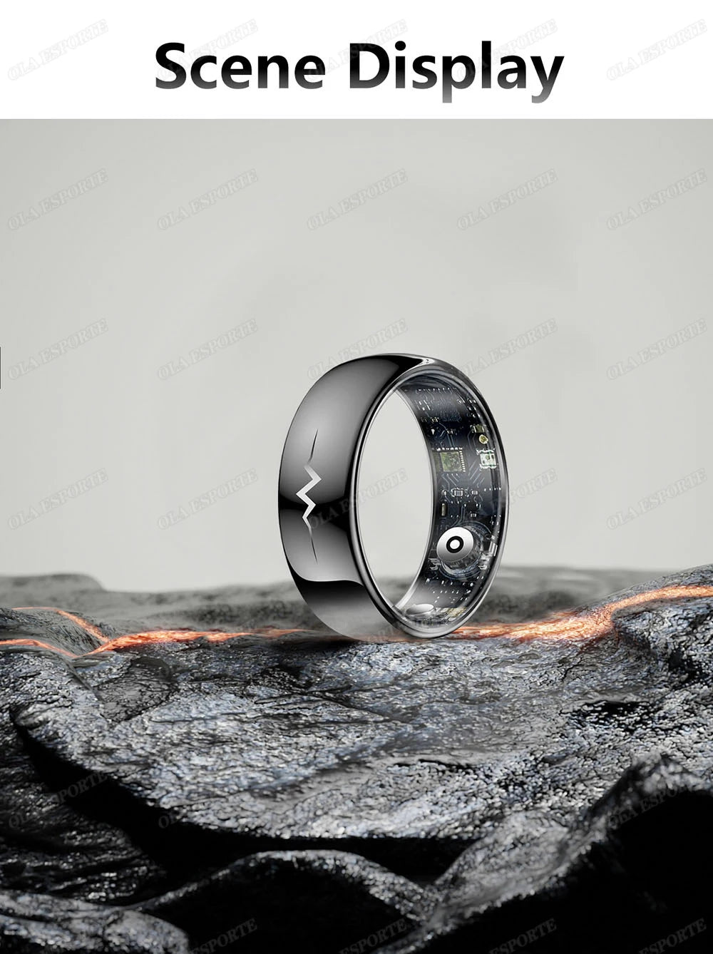 ECG Health Monitoring Smart Ring with Heart Rate &amp; SpO2