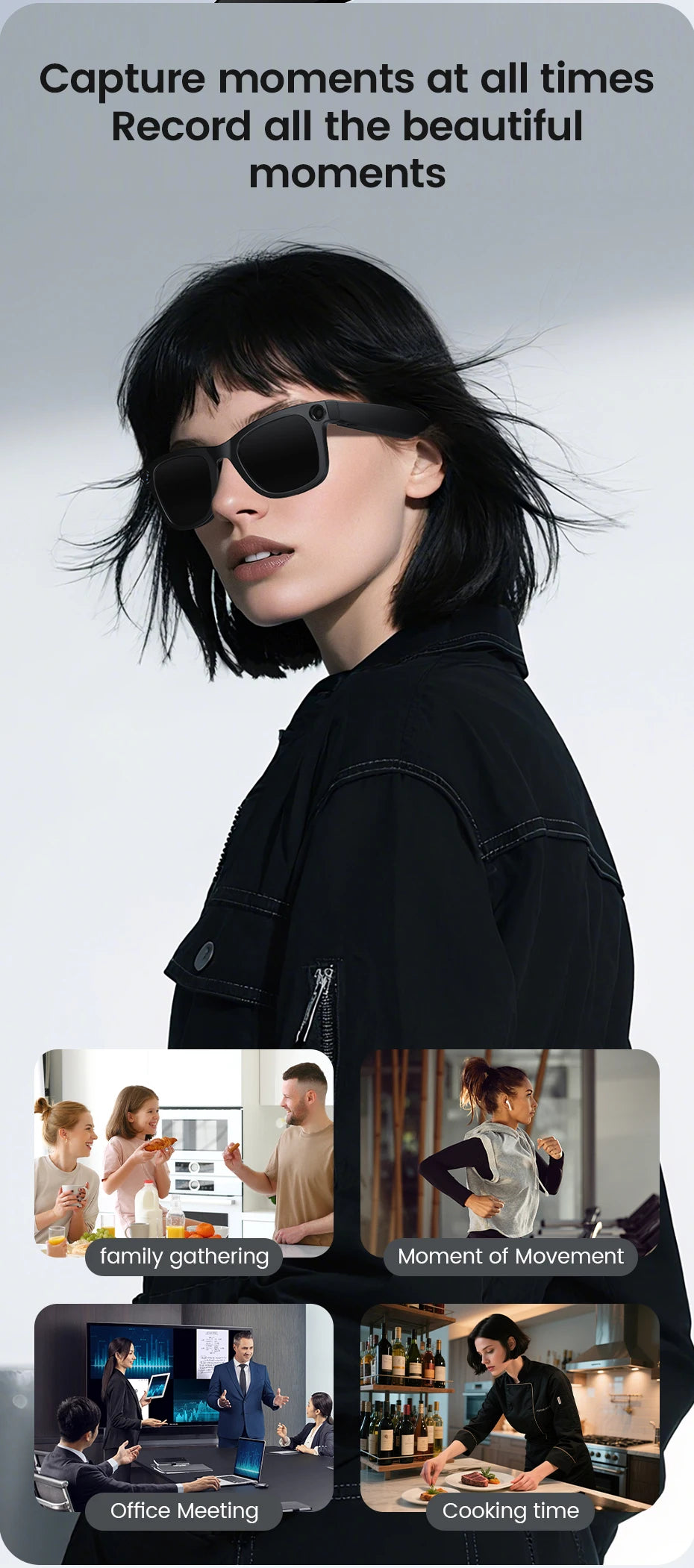 KUMI AI Smart Glasses – Polarized Bluetooth Sunglasses