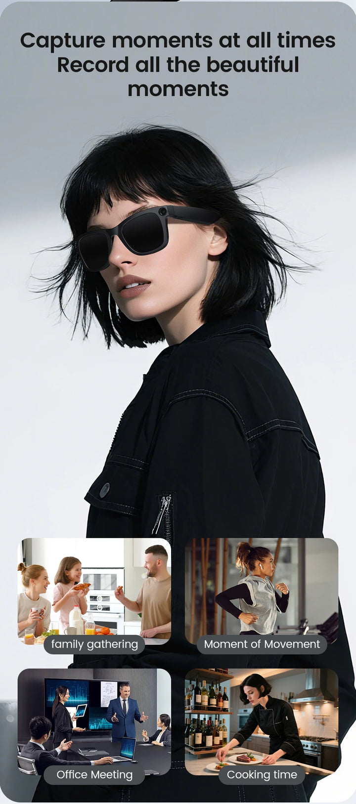 KUMI AI Smart Glasses – Polarized Bluetooth Sunglasses