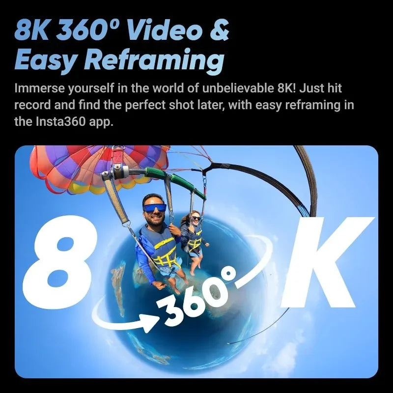 Motorcycle Bundle – 8K Waterproof 360 Action Camera with Stabilization