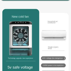 HOMEFISH Air Conditioner Portable Fan Desktop Dual Spray Ultrasonic Atomization 3-Speed Mute Air Cooler Night Light Electric Fan