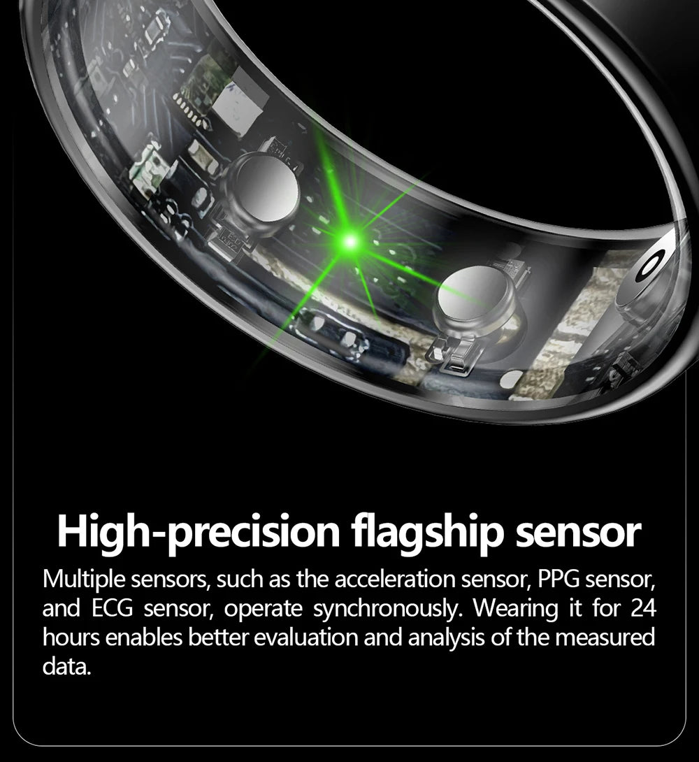 ECG Health Smart Ring – Heart, Blood Oxygen, Sleep Monitor, 5ATM Waterproof