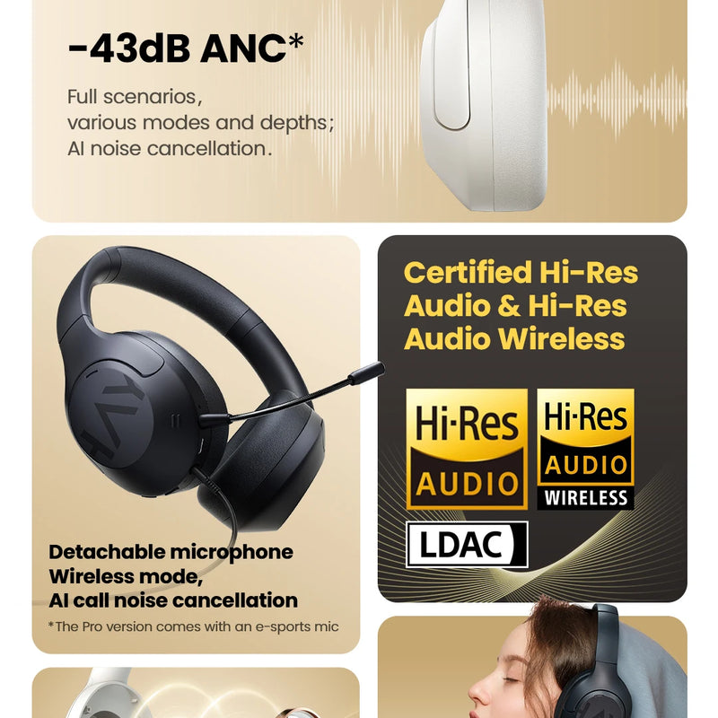 HAYLOU S30 Wireless Bluetooth 5.4 Headphones with ANC & 80H Playtime