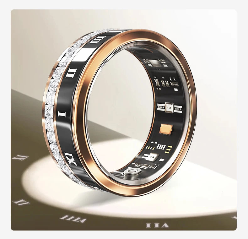 Diamond Inlaid Smart Ring – Health & Fitness Tracker for iPhone/Android
