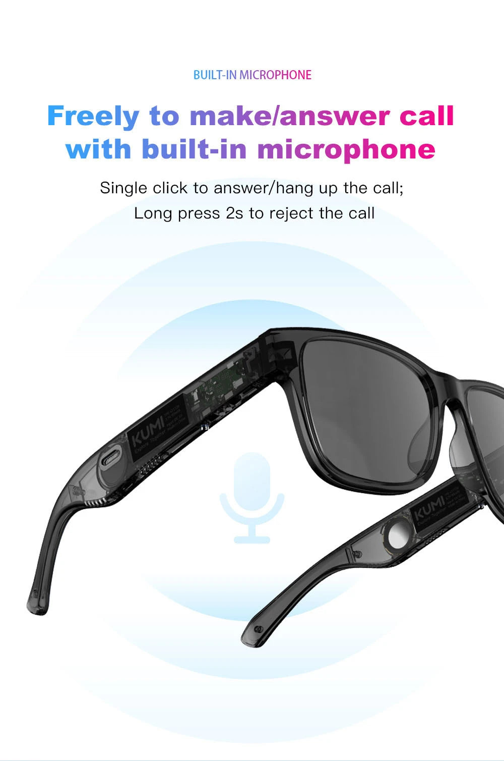 KUMI Meta V1 Smart Bluetooth Sunglasses with AI & Open-Ear Audio