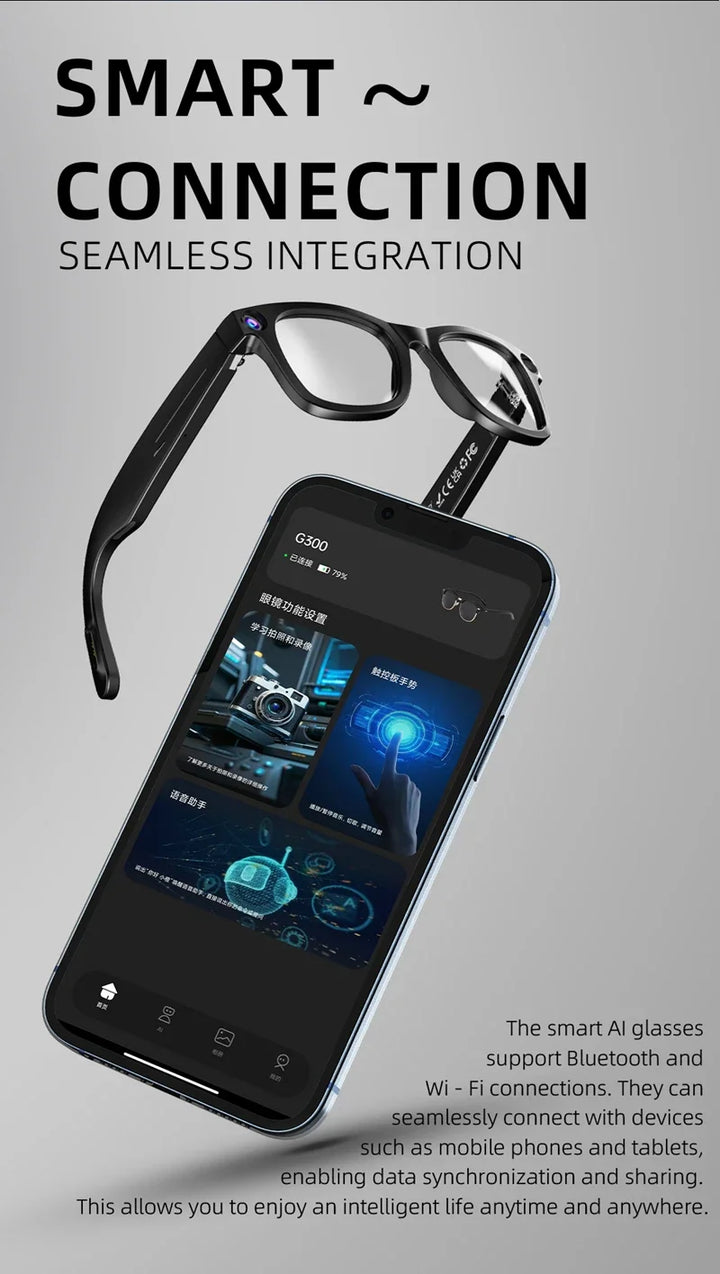 4K AI Smart Glasses with Camera, Voice Assistant &amp; Translation