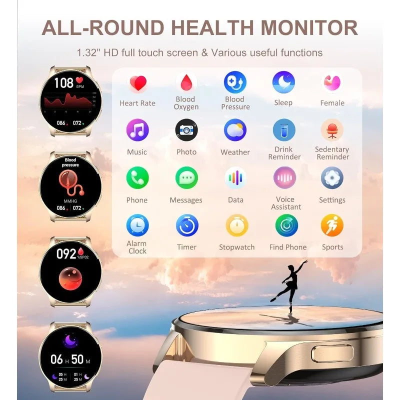 Smart Watch for Women – Call & Fitness Tracker, Waterproof, 1.32" HD
