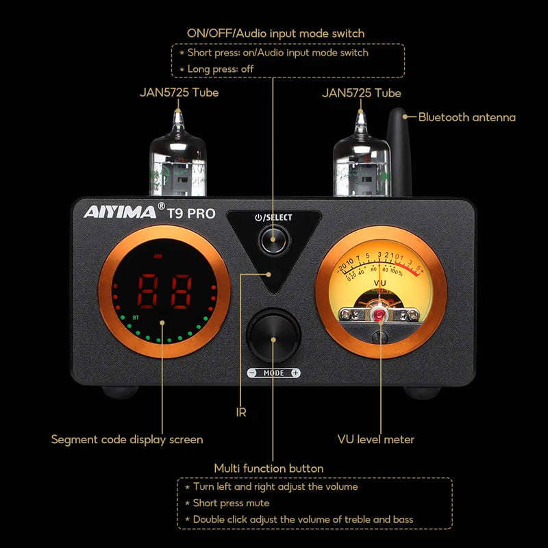 AIYIMA T9 Pro Stereo Vacuum Tube Amplifier