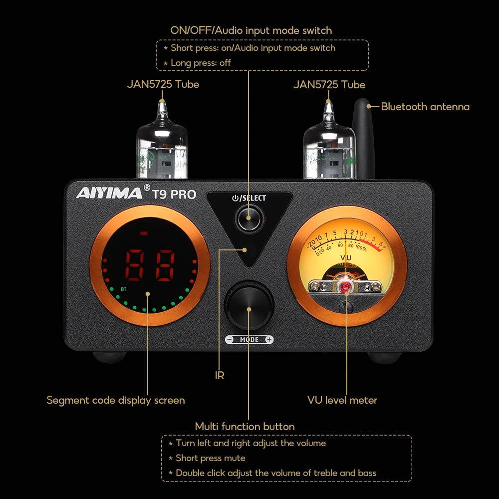 AIYIMA T9 Pro Stereo Vacuum Tube Amplifier