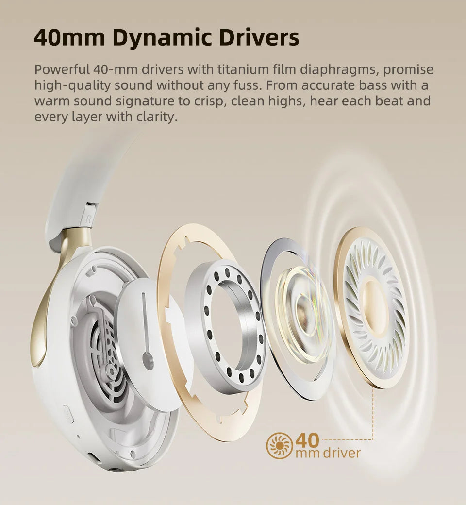 QCY H3 Pro ANC Wireless Headphones – 50dB Noise Canceling, Hi-Res Audio