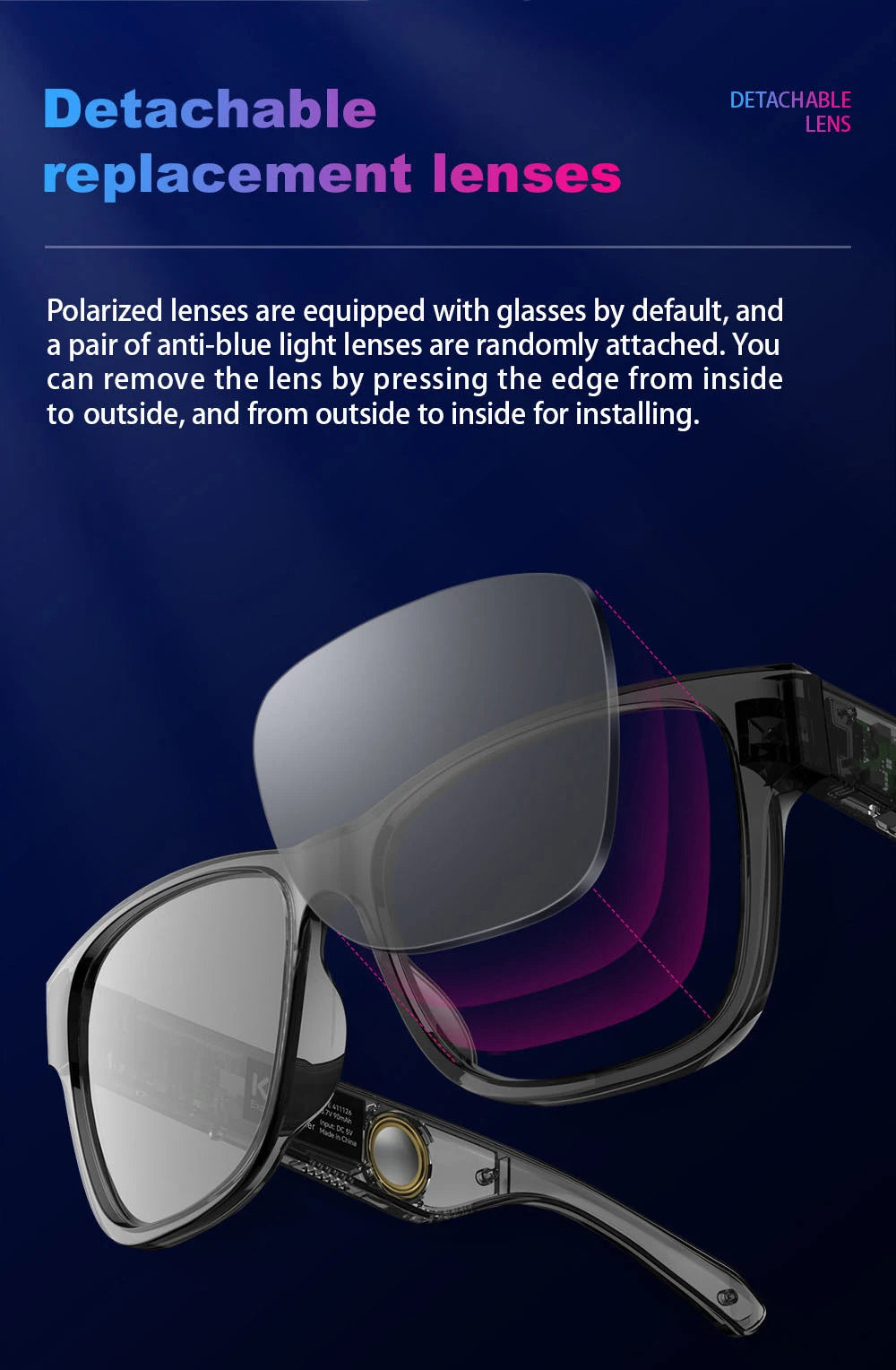 KUMI Meta V1 Smart Bluetooth Sunglasses with AI & Open-Ear Audio