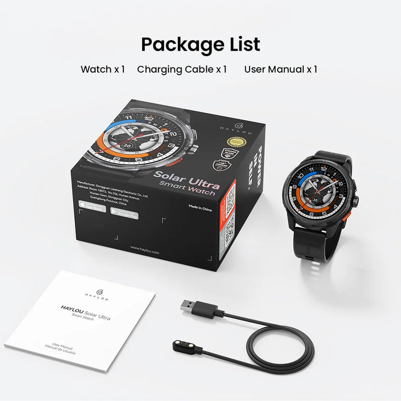 HAYLOU Solar Ultra GPS Smartwatch – 1.6” AMOLED, Bluetooth Calls, 5ATM