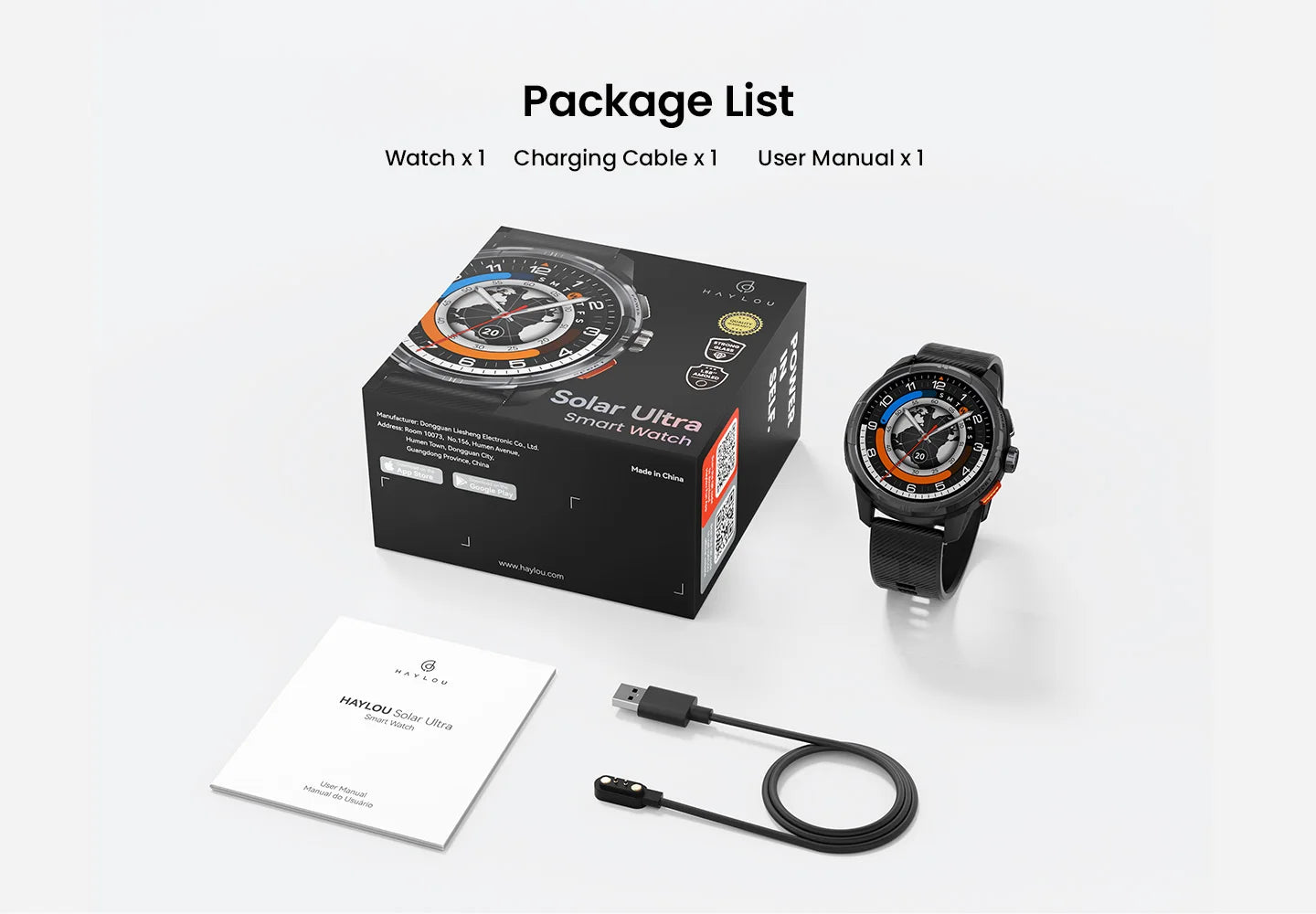 HAYLOU Solar Ultra GPS Smartwatch – 1.6” AMOLED, Bluetooth Calls, 5ATM