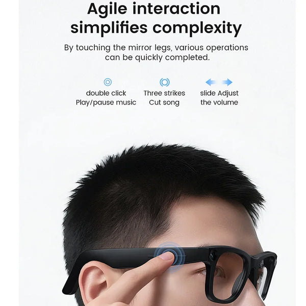 KUMI Meta V1 Smart Glasses Polarized Sunglasses Bluetooth glasses IPX4 Waterproof Open Ear Headphones AI Voice Assistant