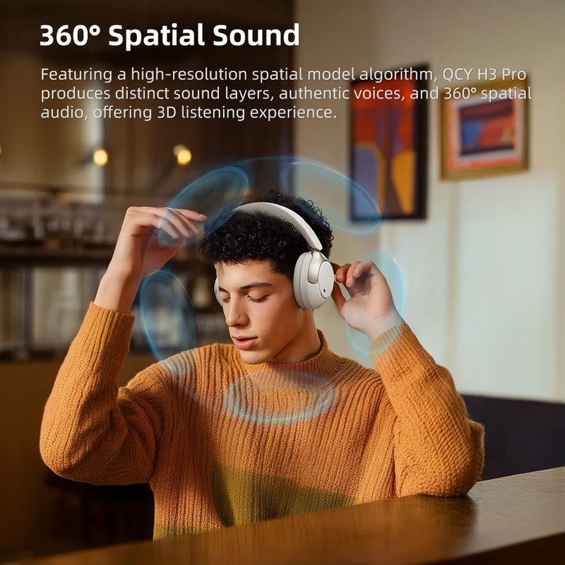 QCY H3 Pro ANC Wireless Headphones – 50dB Noise Canceling, Hi-Res Audio
