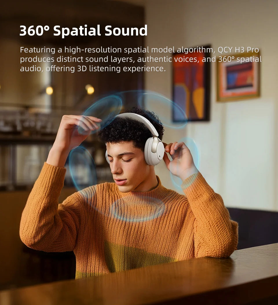 QCY H3 Pro ANC Wireless Headphones – 50dB Noise Canceling, Hi-Res Audio