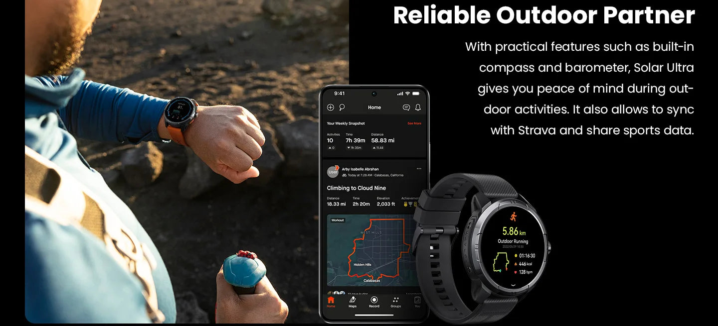 HAYLOU Solar Ultra GPS Smartwatch – 1.6” AMOLED, Bluetooth Calls, 5ATM