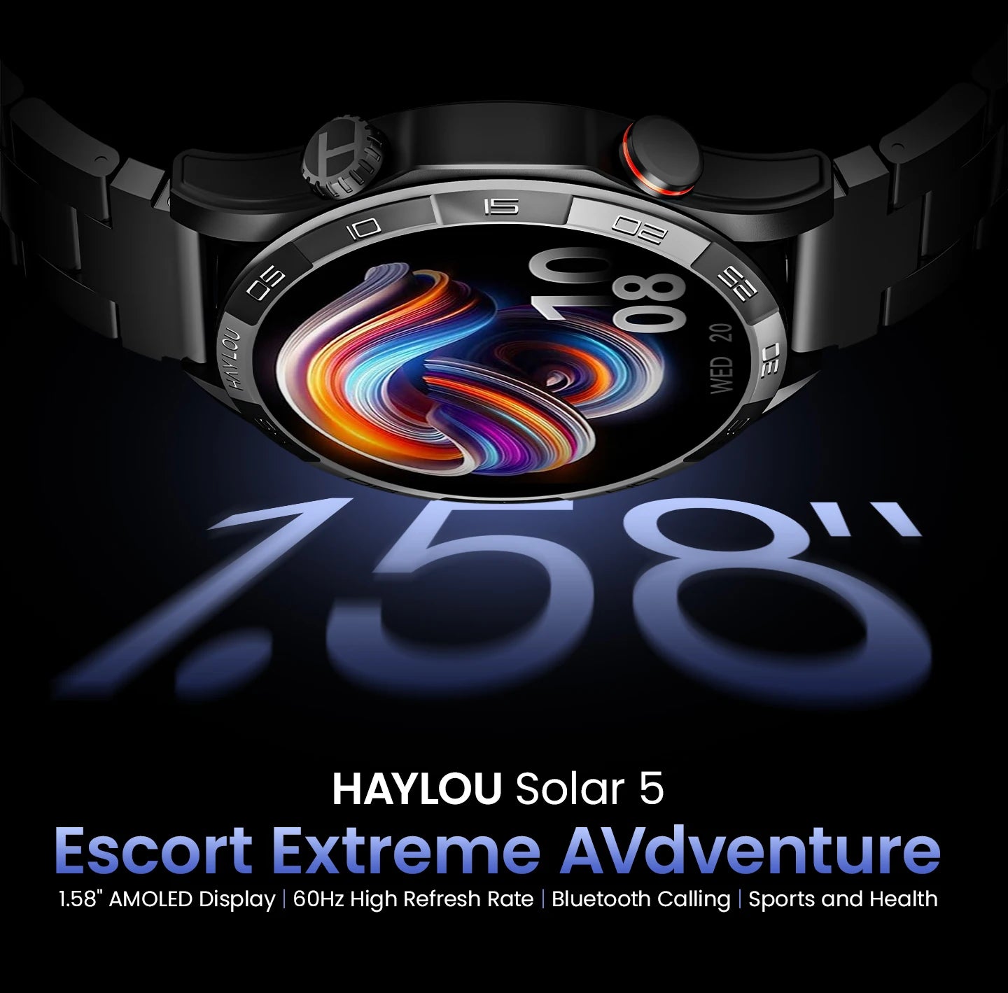 HAYLOU Solar 5 Voice Calling Smartwatch – 1.58" AMOLED, 24H Health Monitor