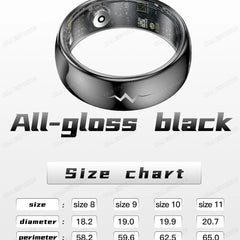 New ECG Monitor Smart Ring 2025 Heart Rate Blood Oxygen Health Monitoring Multi-sport Mode Temperature 3ATM Waterproof Smartring