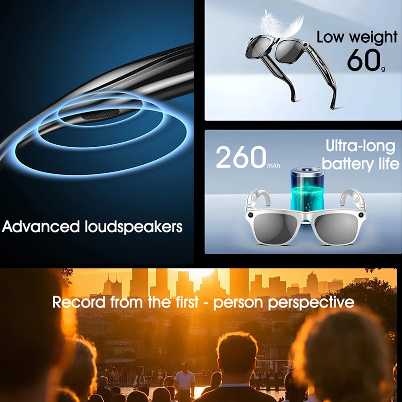 4K AI Smart Glasses with Voice Assistant & 100MP Camera