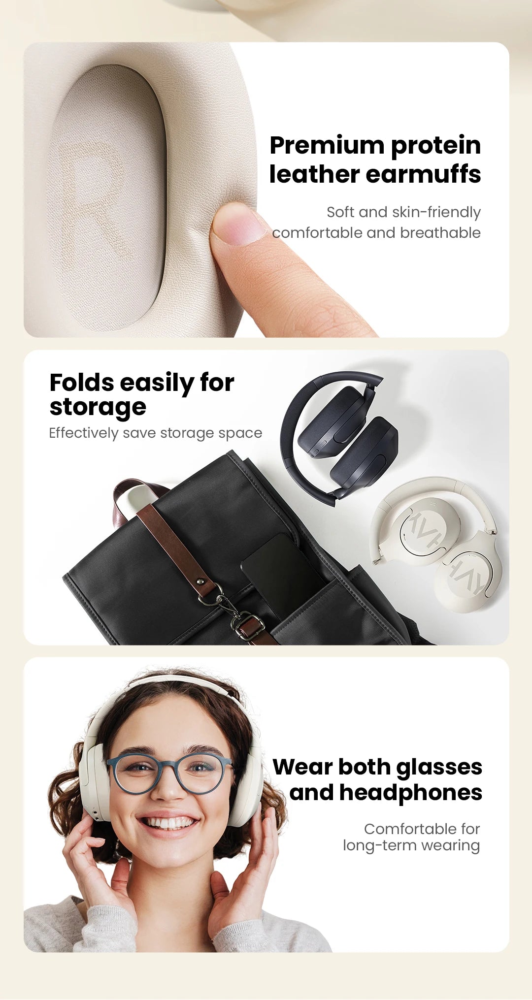 HAYLOU S30 Wireless Bluetooth 5.4 Headphones with ANC & 80H Playtime