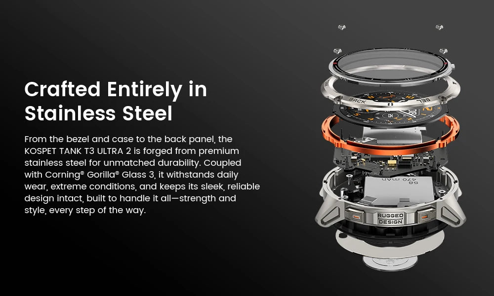 KOSPET TANK T3 Ultra GPS Smartwatch – Compass, Altimeter, Waterproof