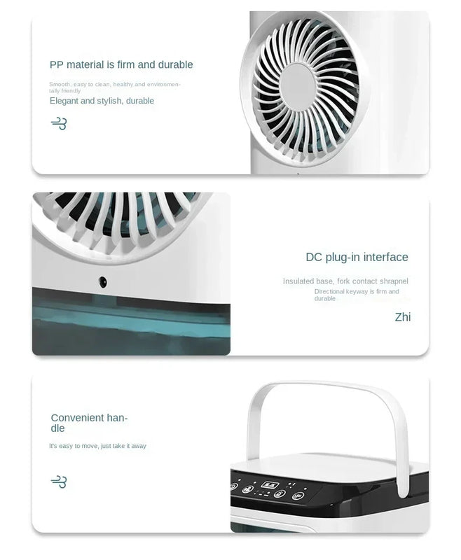 HOMEFISH Air Conditioner Portable Fan Desktop Dual Spray Ultrasonic Atomization 3-Speed Mute Air Cooler Night Light Electric Fan