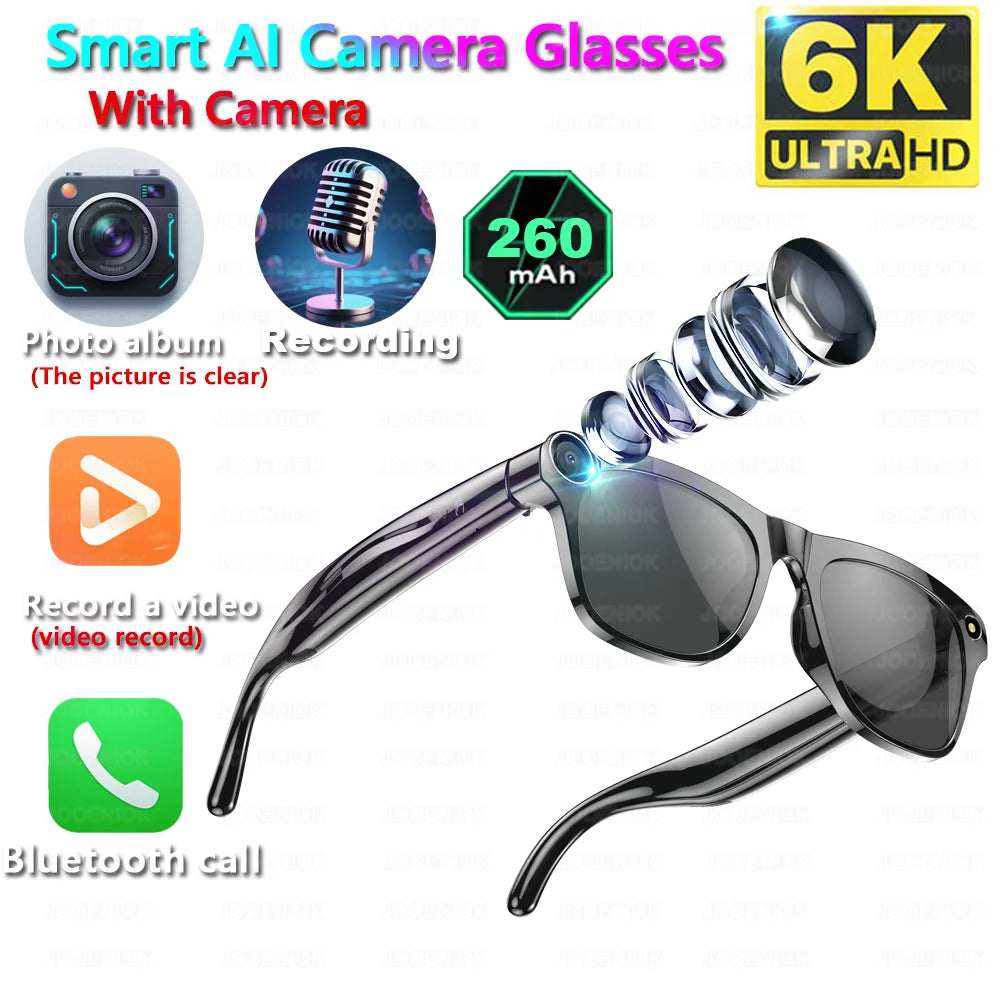 4K AI Smart Glasses with Voice Assistant & 100MP Camera