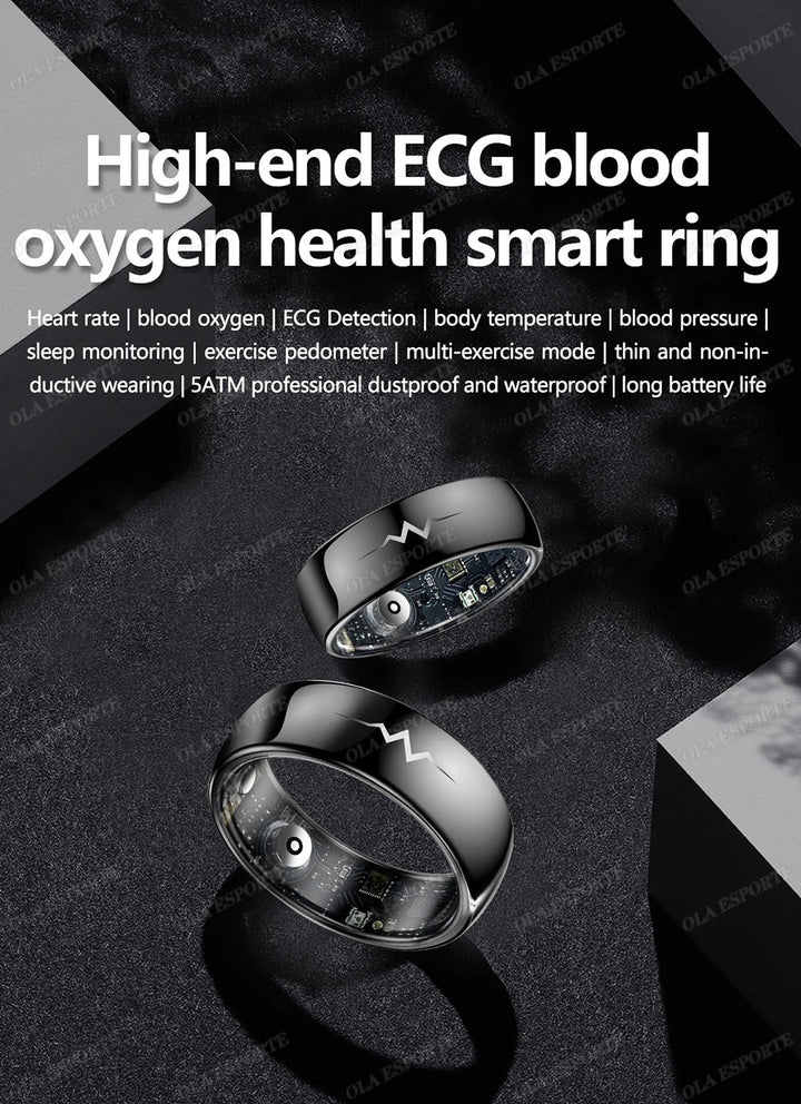 ECG Health Monitoring Smart Ring with Heart Rate &amp; SpO2
